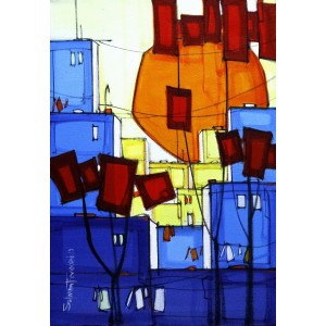 Salman Farooqi, 14 x 20 Inch, Acrylic on Canvas, Cityscape Painting-AC-SF-132